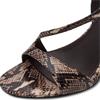 TAMARIS WOMENS HIGH HEEL STRAP SANDAL - BROWN ANIMAL PRINT