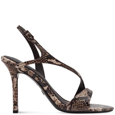 TAMARIS WOMENS HIGH HEEL STRAP SANDAL - BROWN ANIMAL PRINT