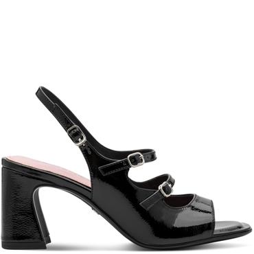 TAMARIS WOMENS MID HEEL STRAP SANDAL - BLACK