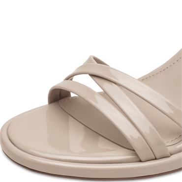 TAMARIS WOMENS HIGH HEEL STRAP SANDAL - BEIGE PATENT
