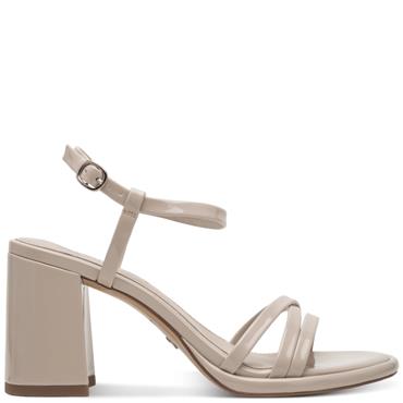 TAMARIS WOMENS HIGH HEEL STRAP SANDAL - BEIGE PATENT