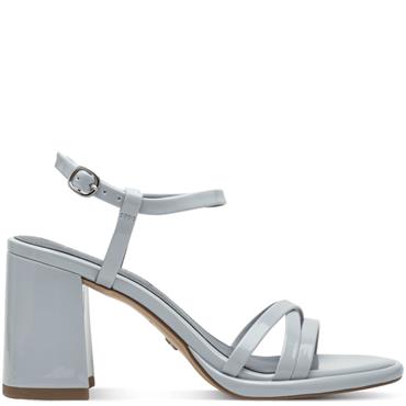 TAMARIS WOMENS HIGH HEEL STRAP SANDAL - LIGHT BLUE PATENT