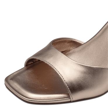 TAMARIS WOMENS MID HEEL STRAP SANDAL - ROSE METALLIC