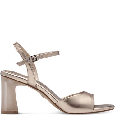 TAMARIS WOMENS MID HEEL STRAP SANDAL - ROSE METALLIC