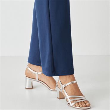 TAMARIS WOMENS MID HEEL STRAP SANDAL - PLATINUM