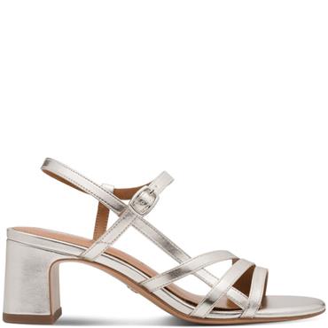 TAMARIS WOMENS MID HEEL STRAP SANDAL - PLATINUM