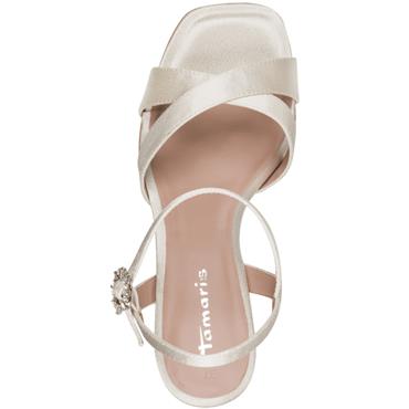 TAMARIS WOMENS HIGH HEEL STRAP SANDAL - PEARL