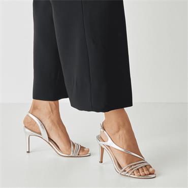 TAMARIS WOMENS HIGH HEEL STRAP SANDAL - PLATINUM