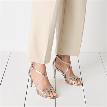 TAMARIS WOMENS HIGH HEEL STRAP SANDAL - PLATINUM