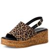 TAMARIS WOMENS WEDGE STRAP SANDAL - LEOPARD