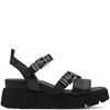 TAMARIS WOMENS WEDGE STRAP SANDAL - BLACK