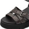 TAMARIS WOMENS WEDGE STRAP SANDAL - BLACK ANIMAL PRINT