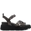 TAMARIS WOMENS WEDGE STRAP SANDAL - BLACK ANIMAL PRINT