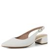 TAMARIS WOMENS LOW HEEL SLINGBACK SANDAL - WHITE LEATHER