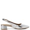 TAMARIS WOMENS LOW HEEL SLINGBACK SANDAL - SILVER METALLIC