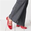 TAMARIS WOMEN LOW HEEL SLINGBACK SANDAL - RED PATENT