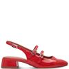 TAMARIS WOMEN LOW HEEL SLINGBACK SANDAL - RED PATENT