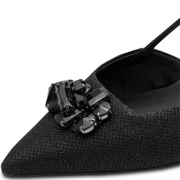 TAMARIS WOMENS LOW HEEL SLING BACK - BLACK