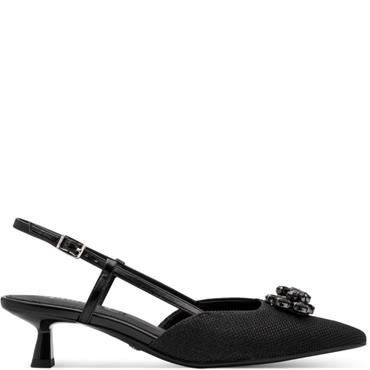TAMARIS WOMENS LOW HEEL SLING BACK - BLACK