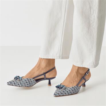 TAMARIS WOMENS LOW HEEL SLING BACK - BLUE