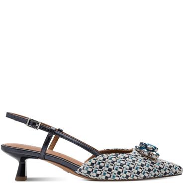TAMARIS WOMENS LOW HEEL SLING BACK - BLUE
