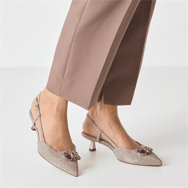 TAMARIS WOMENS LOW HEEL SLING BACK - PEARL