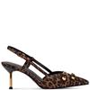 TAMARIS WOMENS MID HEEL STRAP SLINGBACK - LEOPARD ANIMAL PRINT