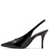 TAMARIS WOMENS HIGH HEEL STRAP SLINGBACK - BLACK PATENT