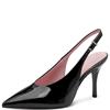 TAMARIS WOMENS HIGH HEEL STRAP SLINGBACK - BLACK PATENT