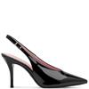 TAMARIS WOMENS HIGH HEEL STRAP SLINGBACK - BLACK PATENT