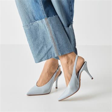 TAMARIS WOMENS HIGH HEEL STRAP SLINGBACK - LIGHT BLUE PATENT