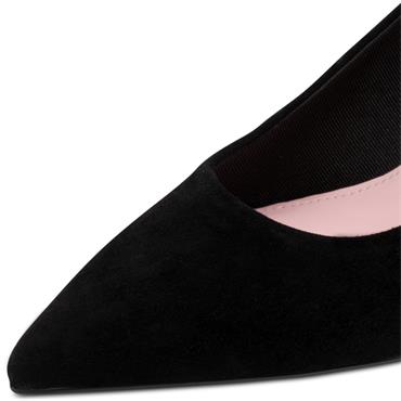 TAMARIS WOMENS MID HEEL STRAP SLINGBACK - BLACK SUEDE