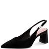 TAMARIS WOMENS MID HEEL STRAP SLINGBACK - BLACK SUEDE