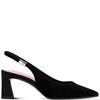 TAMARIS WOMENS MID HEEL STRAP SLINGBACK - BLACK SUEDE