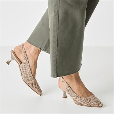 TAMARIS WOMENS LOW HEEL STRAP SANDAL - LIGHT GOLD