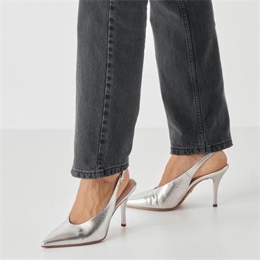 TAMARIS WOMENS HIGH HEEL STRAP SLINGBACK - PLATINUM