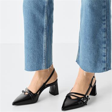 TAMARIS WOMENS MID HEEL SLING BACK - BLACK
