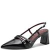 TAMARIS WOMENS MID HEEL SLING BACK - BLACK