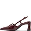 TAMARIS WOMENS MID HEEL SLING BACK - MERLOT PATENT