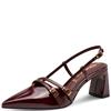 TAMARIS WOMENS MID HEEL SLING BACK - MERLOT PATENT