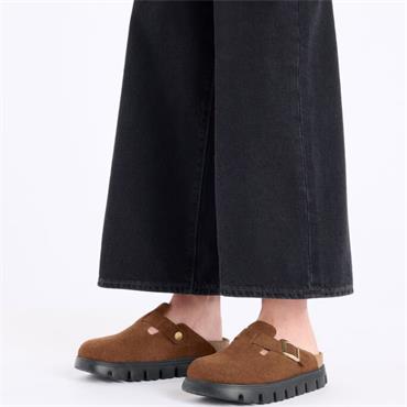 BIRKENSTOCK WOMENS BOSTON PAP CHUNKY - DARK TEA