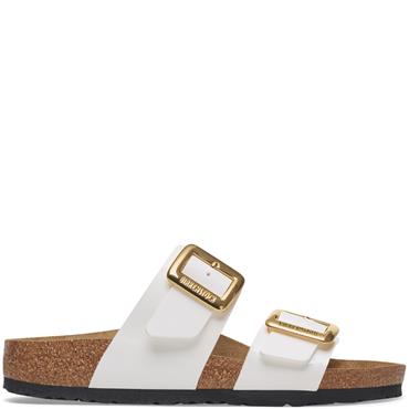 BIRKENSTOCK WOMENS SYDNEY BUCKLE SANDAL - WHITE PATENT