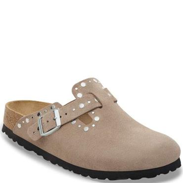 BIRKENSTOCK WOMENS BOSTON RIVERT BORDER - TAUPE