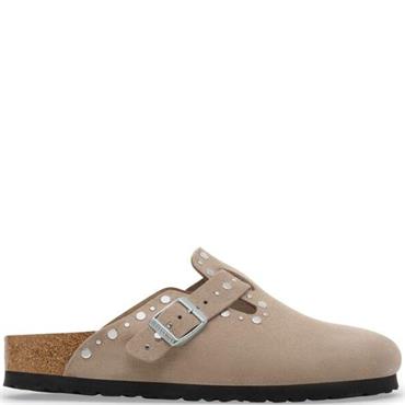 BIRKENSTOCK WOMENS BOSTON RIVERT BORDER - TAUPE