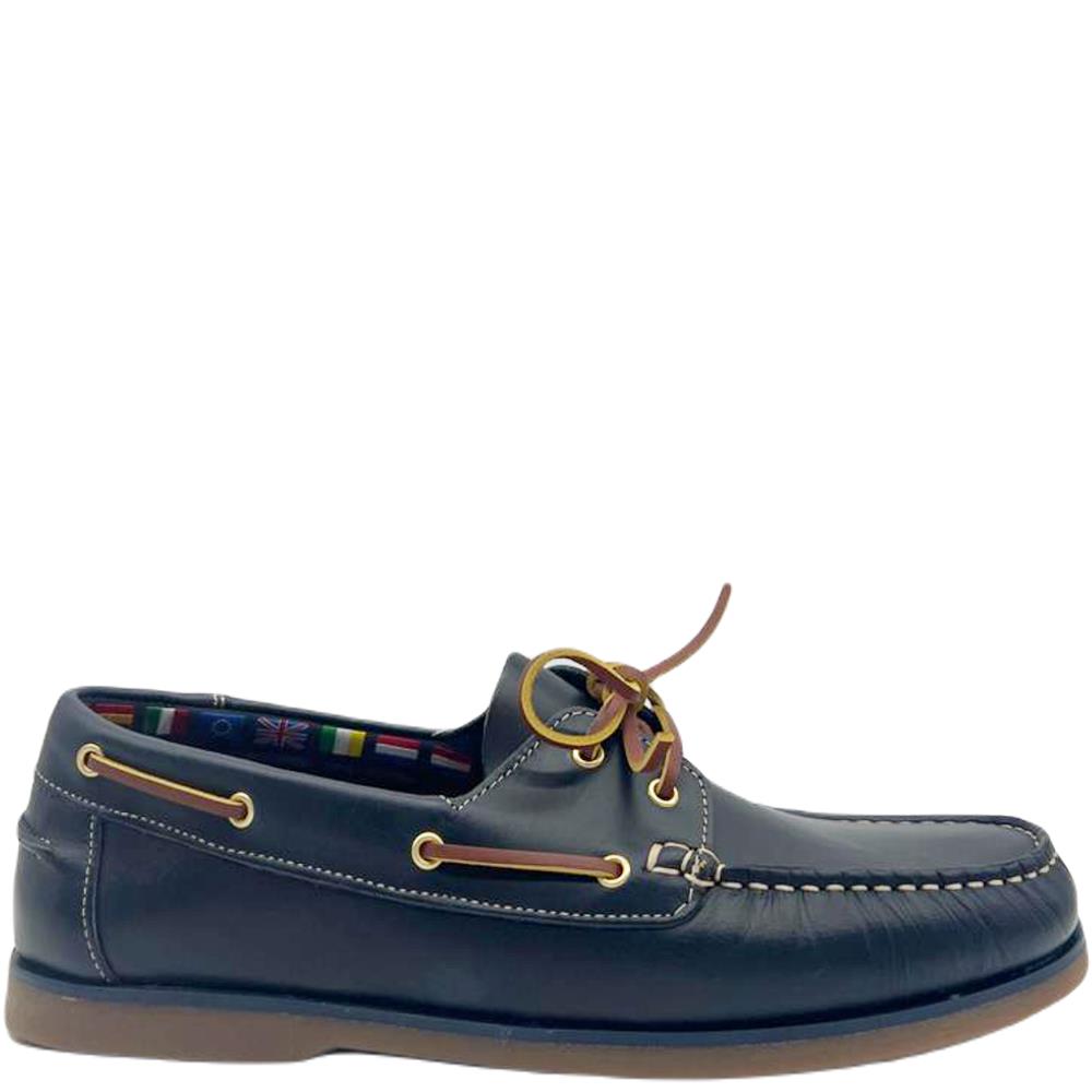 KEELAN MENS LACE DECK SHOE NAVY LEATHER Paul Byron Shoes Ireland