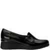 PITILLOS WOMENS WEDGE SLIP ON SHOE - BLACK LEATHER