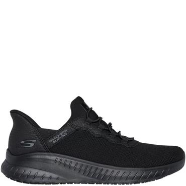 SKECHERS WOMENS WORK SLIP ON LACE SHOE - BLACK