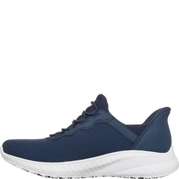 SKECHERS WOMENS WORK SLIP ON LACE SHOE - NAVY