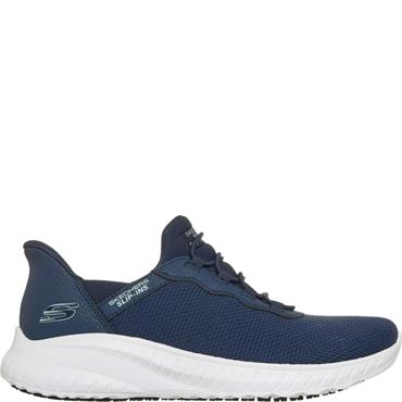 SKECHERS WOMENS WORK SLIP ON LACE SHOE - NAVY