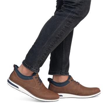 RIEKER MENS LACE CASUAL SHOE - BROWN